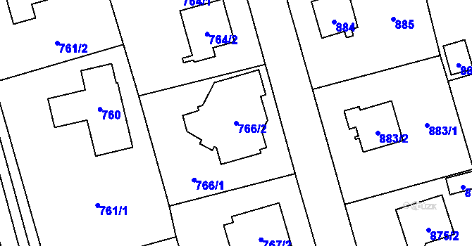 Parcela st. 766/2 v KÚ Slivenec, Katastrální mapa