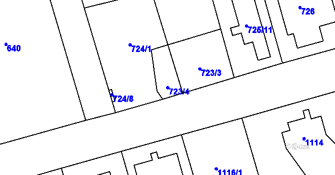 Parcela st. 723/4 v KÚ Slivenec, Katastrální mapa