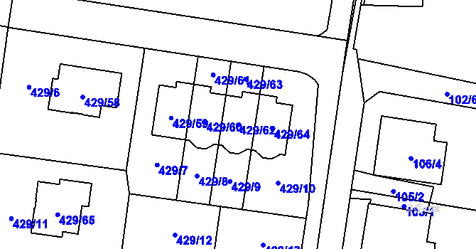 Parcela st. 429/62 v KÚ Slivenec, Katastrální mapa