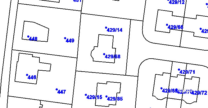 Parcela st. 429/68 v KÚ Slivenec, Katastrální mapa