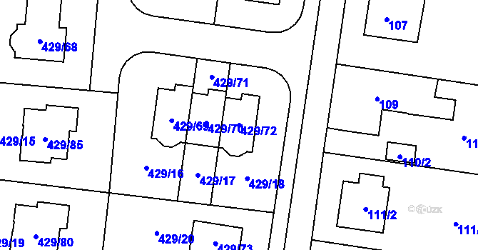 Parcela st. 429/72 v KÚ Slivenec, Katastrální mapa