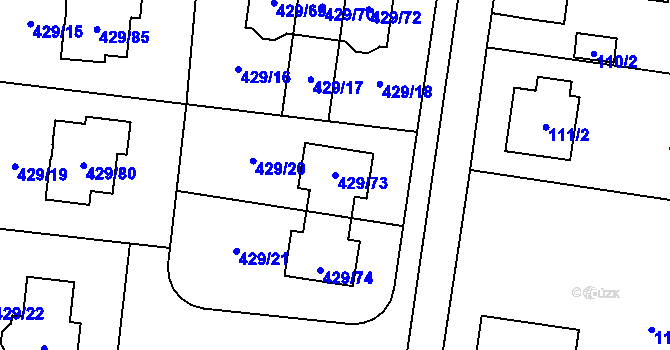 Parcela st. 429/73 v KÚ Slivenec, Katastrální mapa