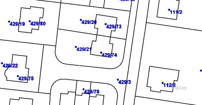 Parcela st. 429/74 v KÚ Slivenec, Katastrální mapa