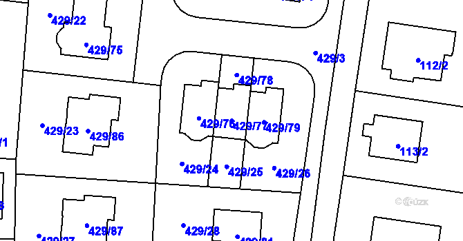 Parcela st. 429/77 v KÚ Slivenec, Katastrální mapa