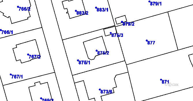 Parcela st. 875/2 v KÚ Slivenec, Katastrální mapa