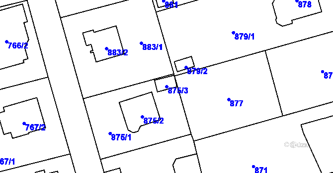 Parcela st. 875/3 v KÚ Slivenec, Katastrální mapa