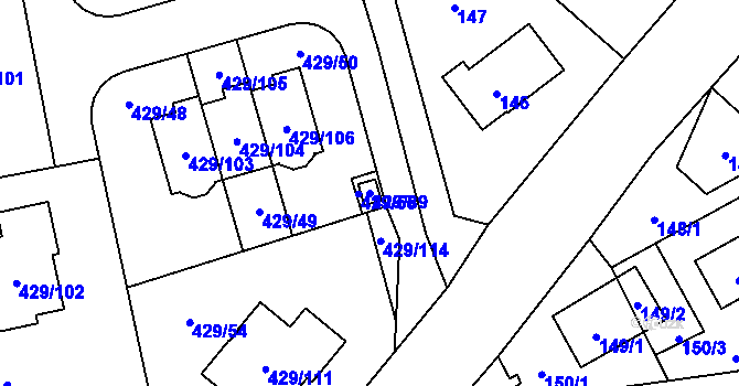 Parcela st. 429/89 v KÚ Slivenec, Katastrální mapa