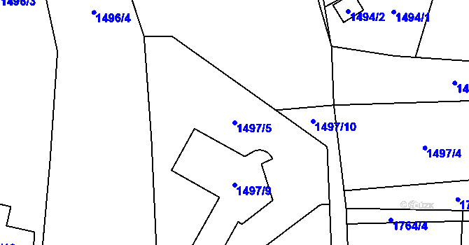 Parcela st. 1497/5 v KÚ Slivenec, Katastrální mapa