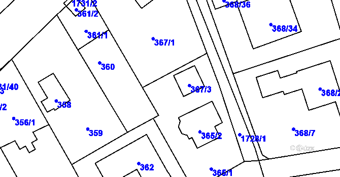 Parcela st. 367/2 v KÚ Slivenec, Katastrální mapa