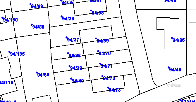Parcela st. 94/70 v KÚ Slivenec, Katastrální mapa