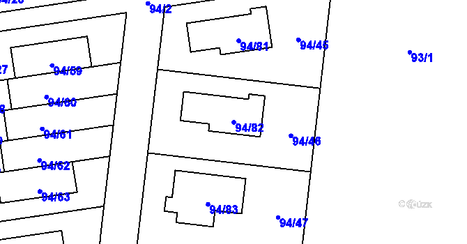 Parcela st. 94/82 v KÚ Slivenec, Katastrální mapa