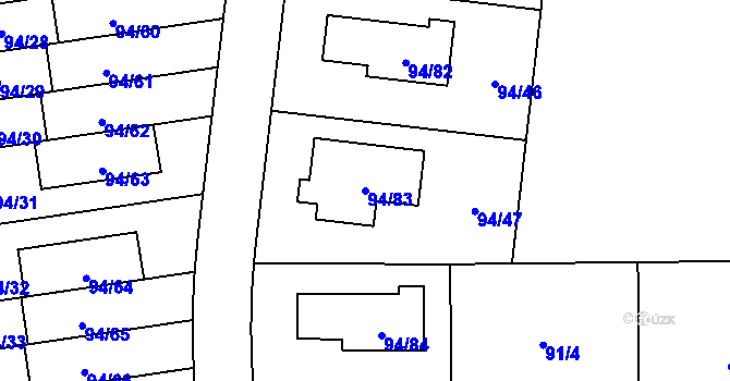 Parcela st. 94/83 v KÚ Slivenec, Katastrální mapa