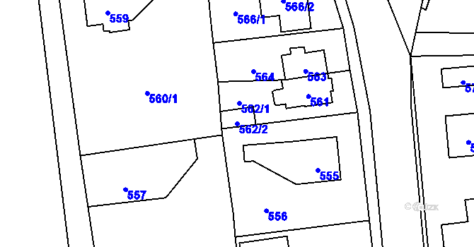 Parcela st. 562/2 v KÚ Slivenec, Katastrální mapa