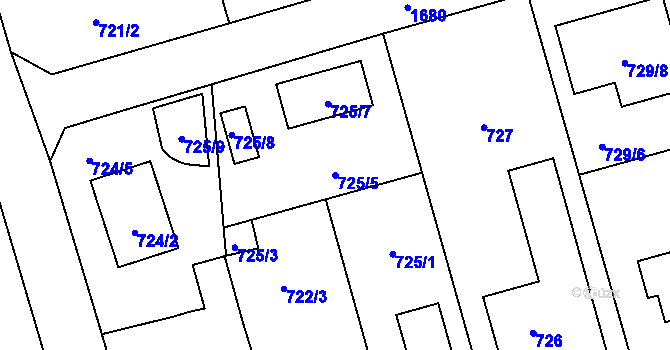 Parcela st. 725/5 v KÚ Slivenec, Katastrální mapa