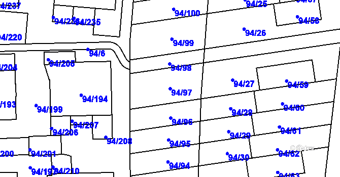 Parcela st. 94/97 v KÚ Slivenec, Katastrální mapa