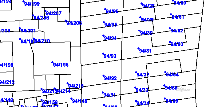 Parcela st. 94/93 v KÚ Slivenec, Katastrální mapa