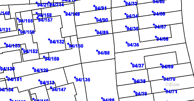 Parcela st. 94/88 v KÚ Slivenec, Katastrální mapa