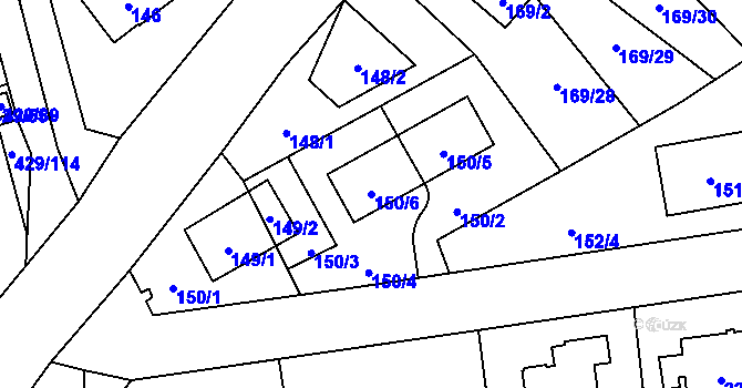Parcela st. 150/6 v KÚ Slivenec, Katastrální mapa
