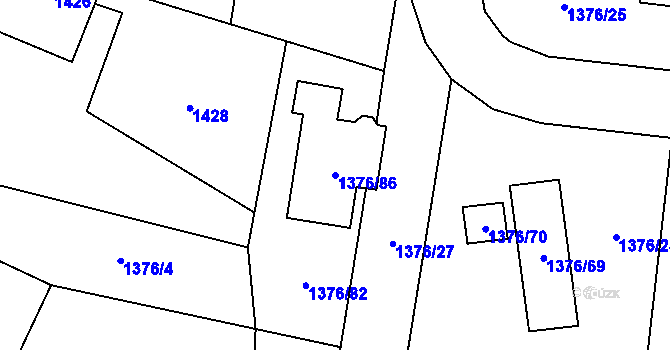 Parcela st. 1376/86 v KÚ Slivenec, Katastrální mapa