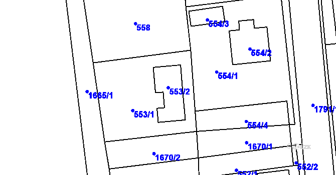 Parcela st. 553/2 v KÚ Slivenec, Katastrální mapa