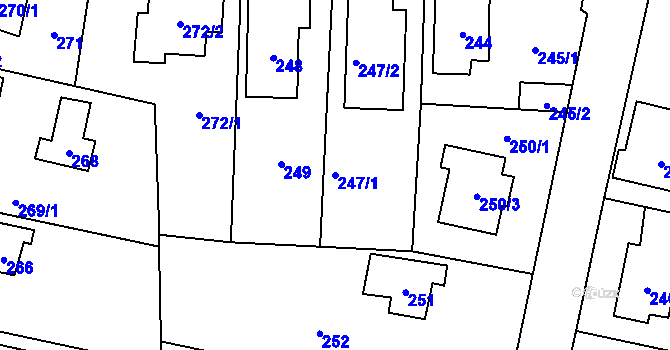 Parcela st. 247/1 v KÚ Slivenec, Katastrální mapa