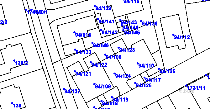Parcela st. 94/108 v KÚ Slivenec, Katastrální mapa