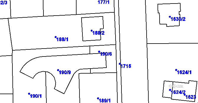 Parcela st. 190/6 v KÚ Slivenec, Katastrální mapa