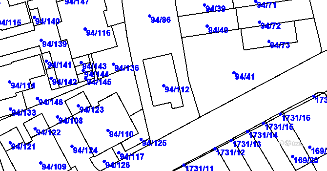 Parcela st. 94/112 v KÚ Slivenec, Katastrální mapa