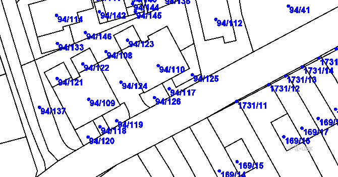 Parcela st. 94/117 v KÚ Slivenec, Katastrální mapa