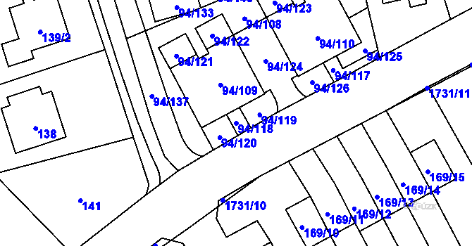 Parcela st. 94/118 v KÚ Slivenec, Katastrální mapa