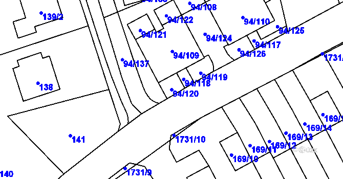 Parcela st. 94/120 v KÚ Slivenec, Katastrální mapa