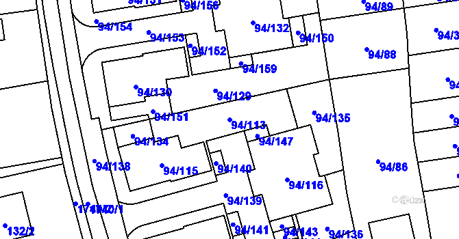 Parcela st. 94/113 v KÚ Slivenec, Katastrální mapa