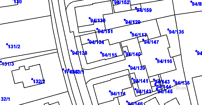 Parcela st. 94/115 v KÚ Slivenec, Katastrální mapa
