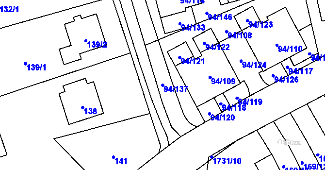 Parcela st. 94/137 v KÚ Slivenec, Katastrální mapa