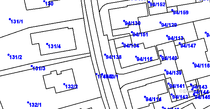 Parcela st. 94/138 v KÚ Slivenec, Katastrální mapa