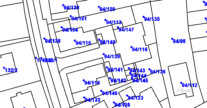 Parcela st. 94/139 v KÚ Slivenec, Katastrální mapa