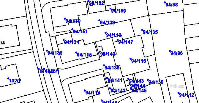 Parcela st. 94/140 v KÚ Slivenec, Katastrální mapa