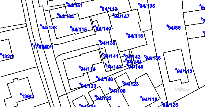 Parcela st. 94/141 v KÚ Slivenec, Katastrální mapa
