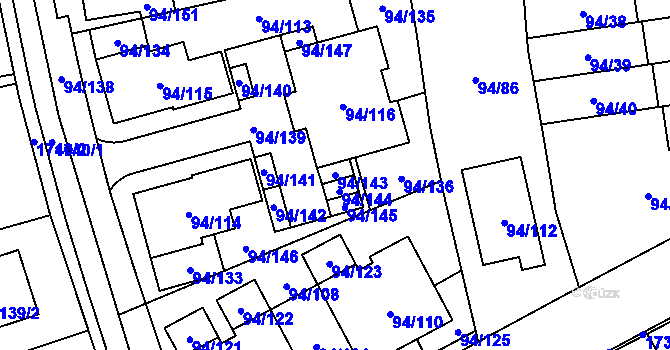 Parcela st. 94/143 v KÚ Slivenec, Katastrální mapa