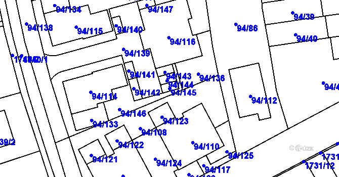 Parcela st. 94/145 v KÚ Slivenec, Katastrální mapa