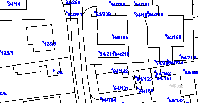 Parcela st. 94/211 v KÚ Slivenec, Katastrální mapa