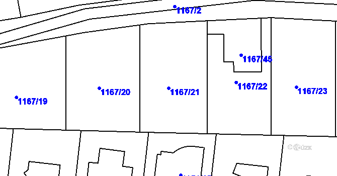 Parcela st. 1167/21 v KÚ Slivenec, Katastrální mapa