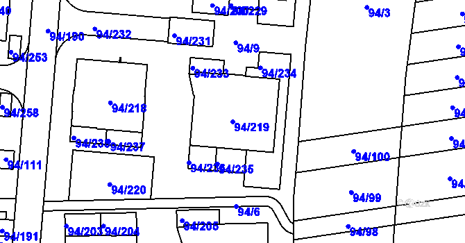 Parcela st. 94/219 v KÚ Slivenec, Katastrální mapa