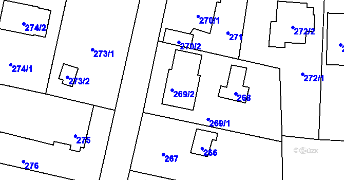 Parcela st. 269/2 v KÚ Slivenec, Katastrální mapa