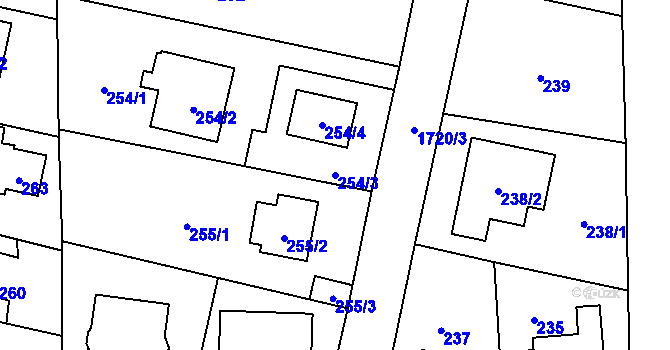 Parcela st. 254/3 v KÚ Slivenec, Katastrální mapa