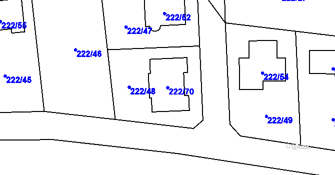 Parcela st. 222/70 v KÚ Slivenec, Katastrální mapa