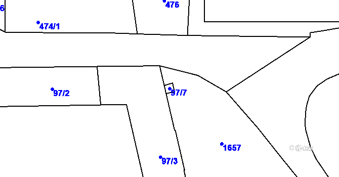 Parcela st. 97/7 v KÚ Slivenec, Katastrální mapa