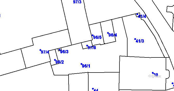 Parcela st. 97/8 v KÚ Slivenec, Katastrální mapa