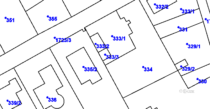 Parcela st. 333/3 v KÚ Slivenec, Katastrální mapa