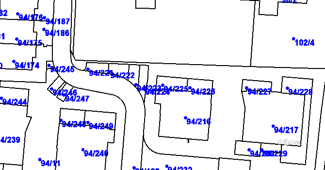 Parcela st. 94/225 v KÚ Slivenec, Katastrální mapa